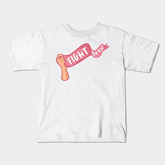 Fight Girls!- Breast cancer awareness Kids T-Shirt by Misfit04